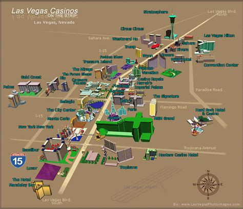 A map of Las Vegas Strip with casinos marked on it